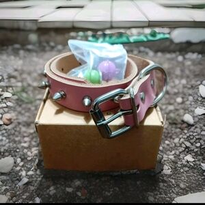 Angel Of Love Cat Collar Pink with Spikes (comes with pink and green bells)